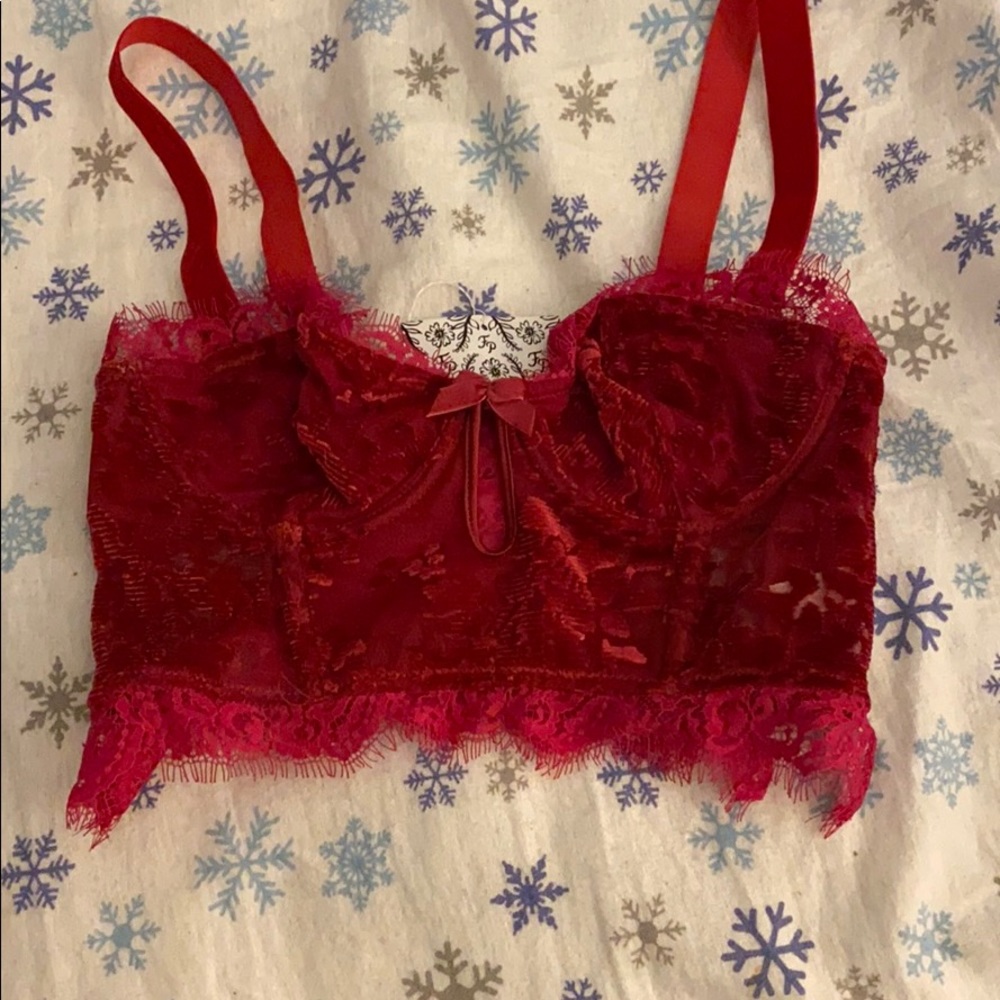 Free People Red Lace Bralette Bustier
